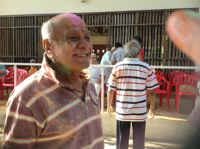 Residents and staff enjoying Holi 2016.