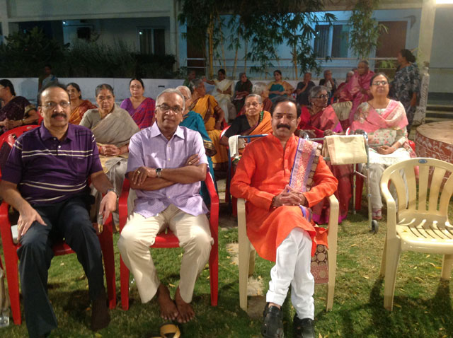  L.V.Gangadhara Sastry, Founder Chairman. Bhagavidgita Foundation deliberating essence of Bhagawadgita to residents of SMILES and guests.