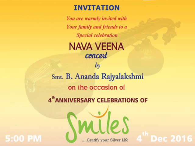 nava veena concert by Smt. B. Ananda Rajyalakshmi and her team on the eve of 4th Anniversary Celebrations of smiles