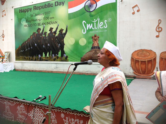 68th Republic Day Function at SMILES. Flag hoisting by Brig. Dr. Raj Kumar and Col. B. R. Chetty 