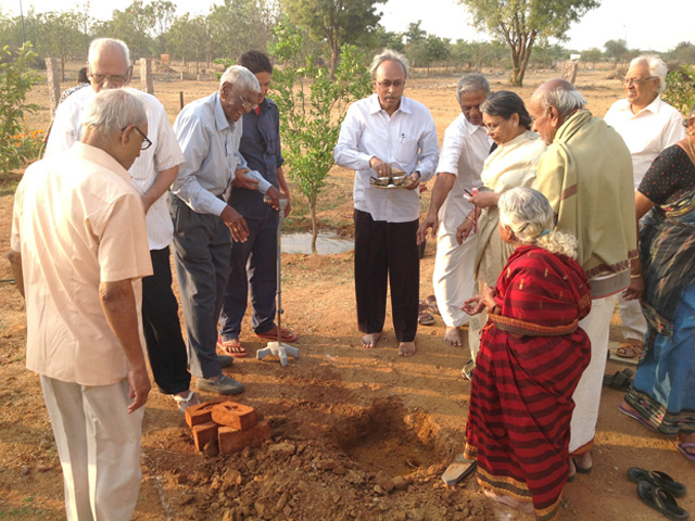 RESIDENTS PERFORMING BHOOMI POOJA AT PEACE HAVEN at Smile