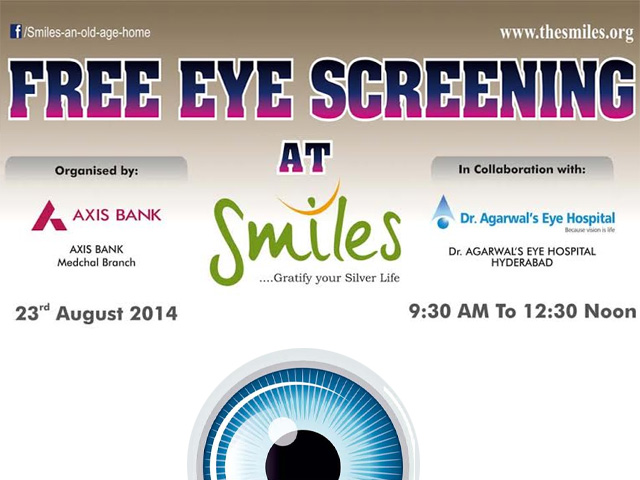 Free Eye Screening At Smiles Organized By M/S. Axis Bank In Co-Operation With Dr. Agarwal’s Eye Hospital, Hyderabad At Smiles On 23rd August 2014